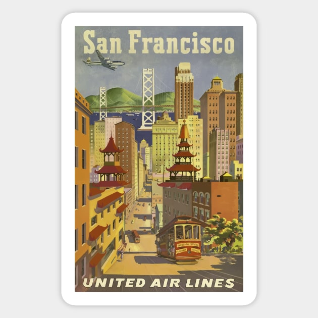 Vintage Poster San Francisco Airlines Sticker by Yaelledark